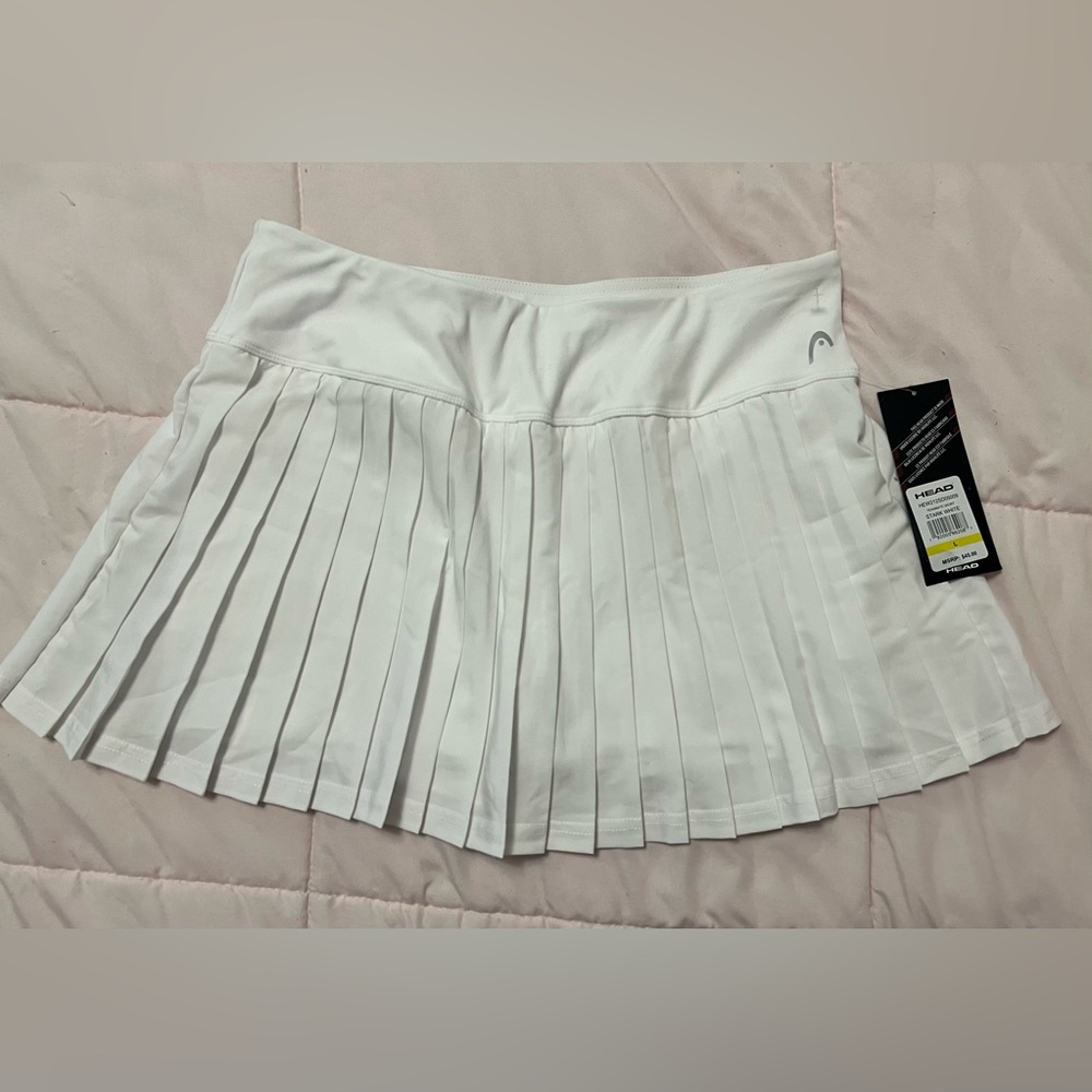Head Women's Pleated White Mini Skirt